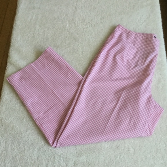 NWT Vintage Izod Pink Gingham Stretch Capris - Sz 6 - Picture 1 of 9